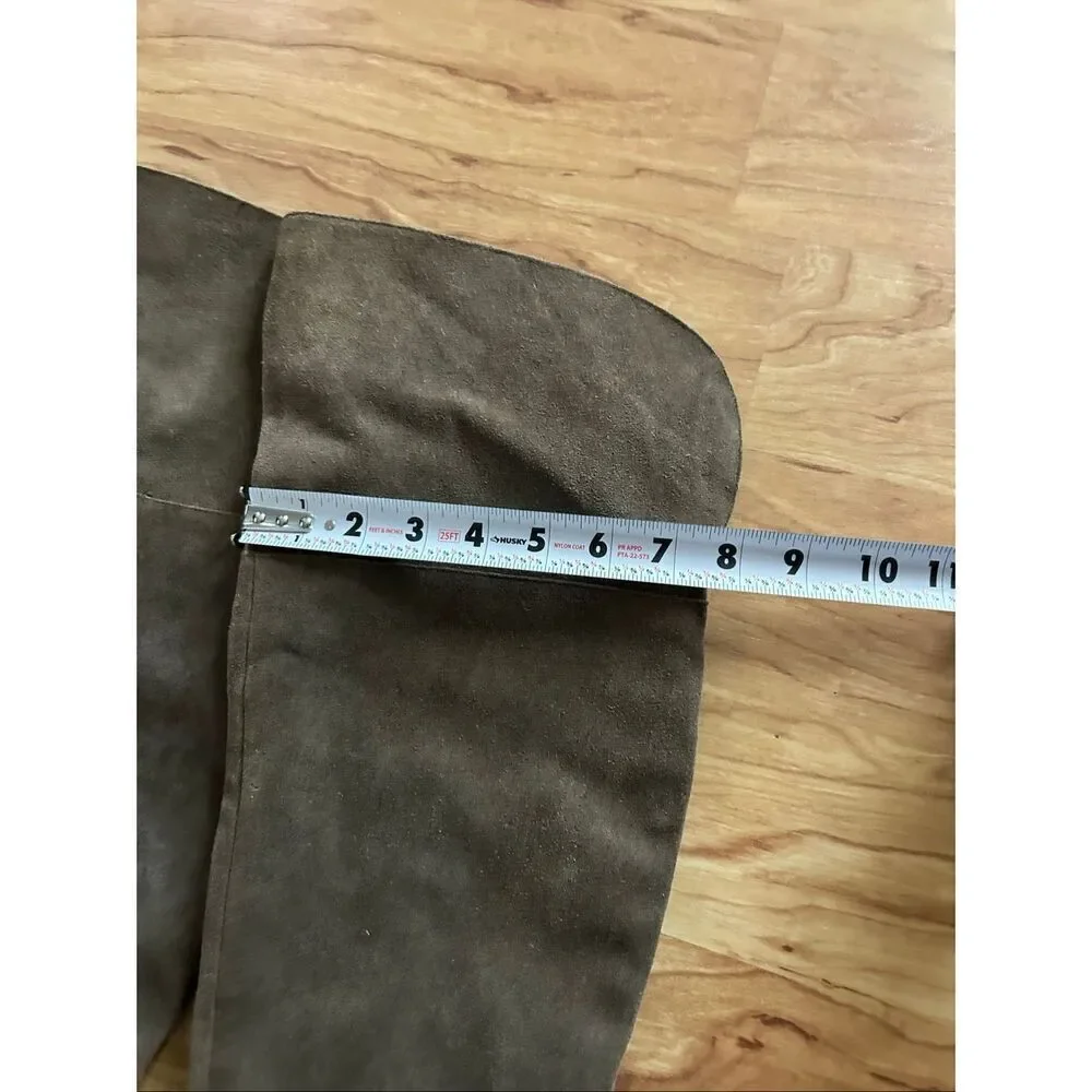 Kenneth Cole knee height boots size 9 dark gray suede leather chunky 4 inch heel